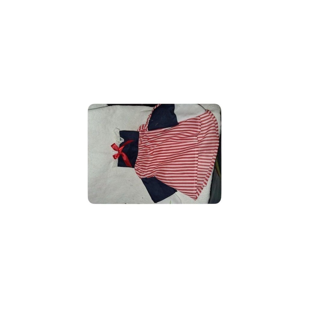 American Girl 18" Doll Dress Red & White Stripes Navy‎ Top Bow